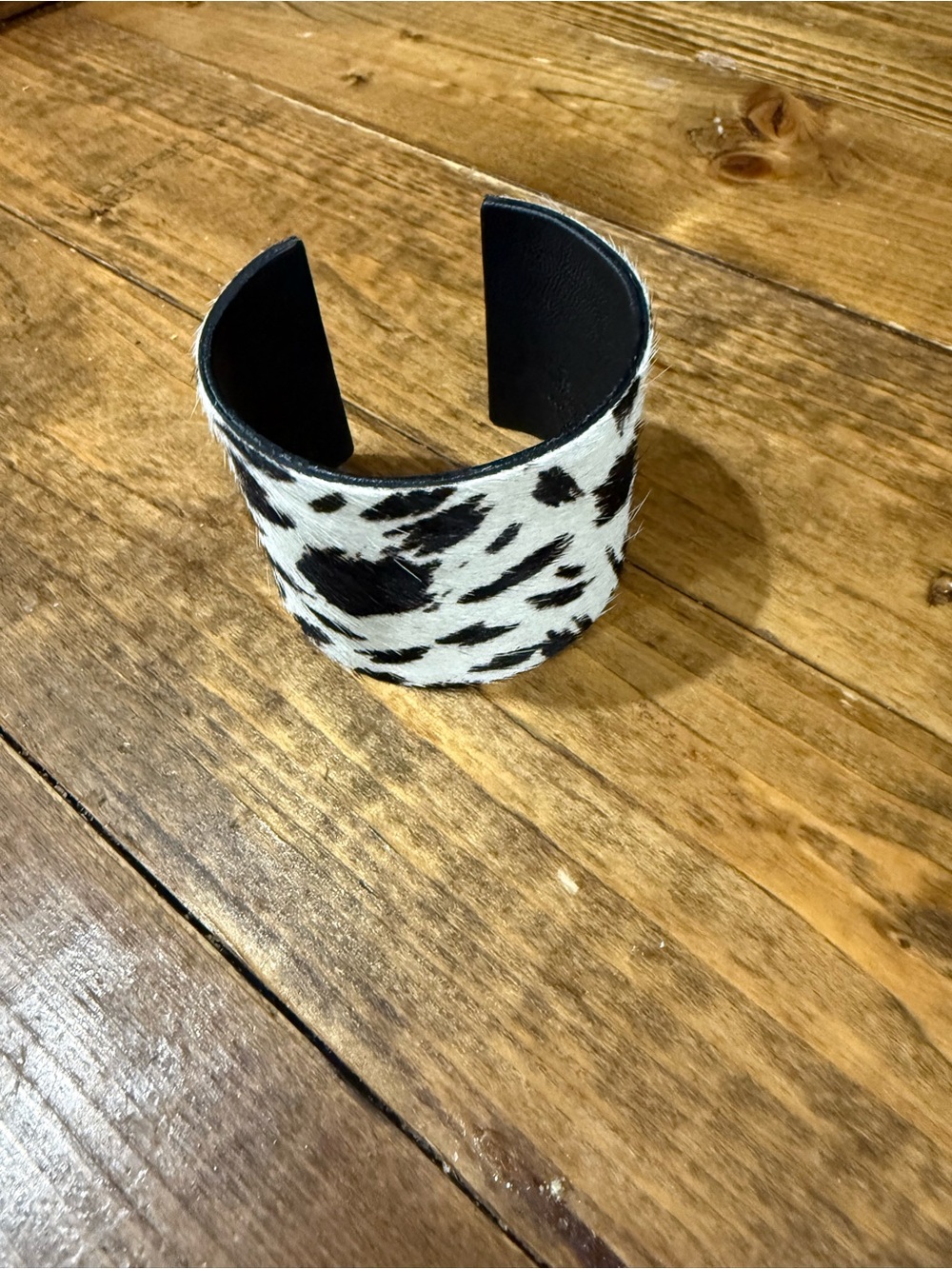 Black and White Cowhide Cuff Bracelet